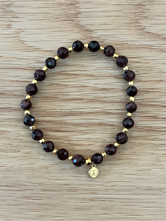 Gorjana Jewelry - Gorjana Power Gemstone Garnet Beaded Bracelet with 18k Gold Plated Accents